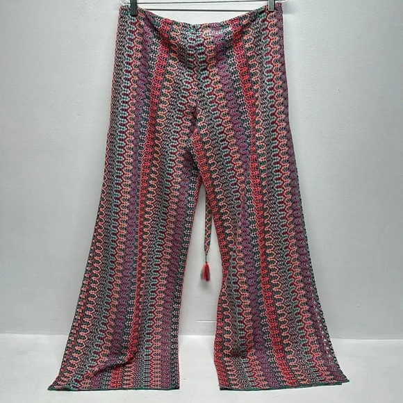 Becca Rebecca Virtue Sundown Pants Swim Cover Up Pant Striped Knit Open Large - Picture 7 of 10